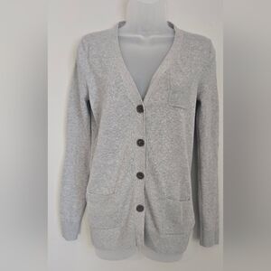 Gap Cardigan Small Button Front Elbow Pads Grandpa Sweater Cotton Gray Oversized